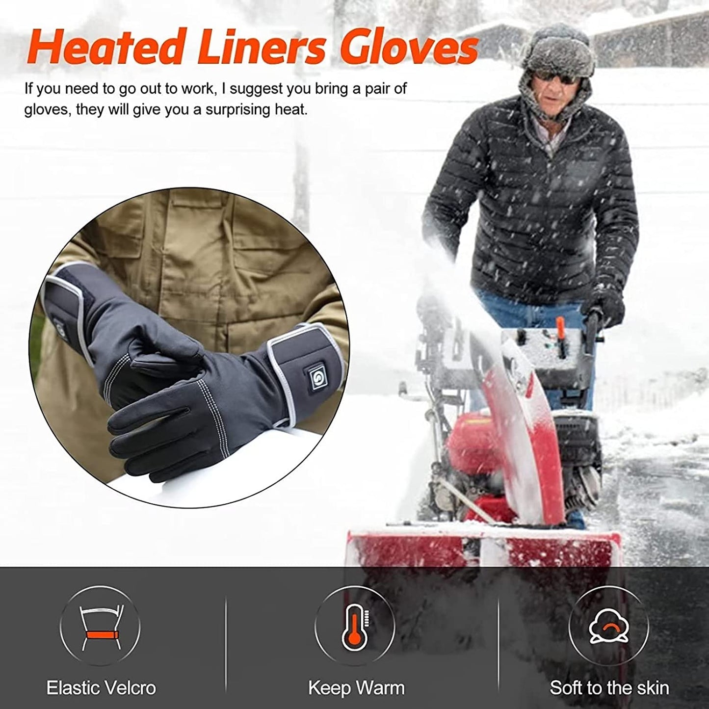 Heated Gloves Rechargeable Electric Battery - Breathable Heated Gloves Liners for Men Women,Winter Heated Thin Gloves Touchscreen Riding Skiing Snowboarding Hiking Cycling Hunting Hand Warmer